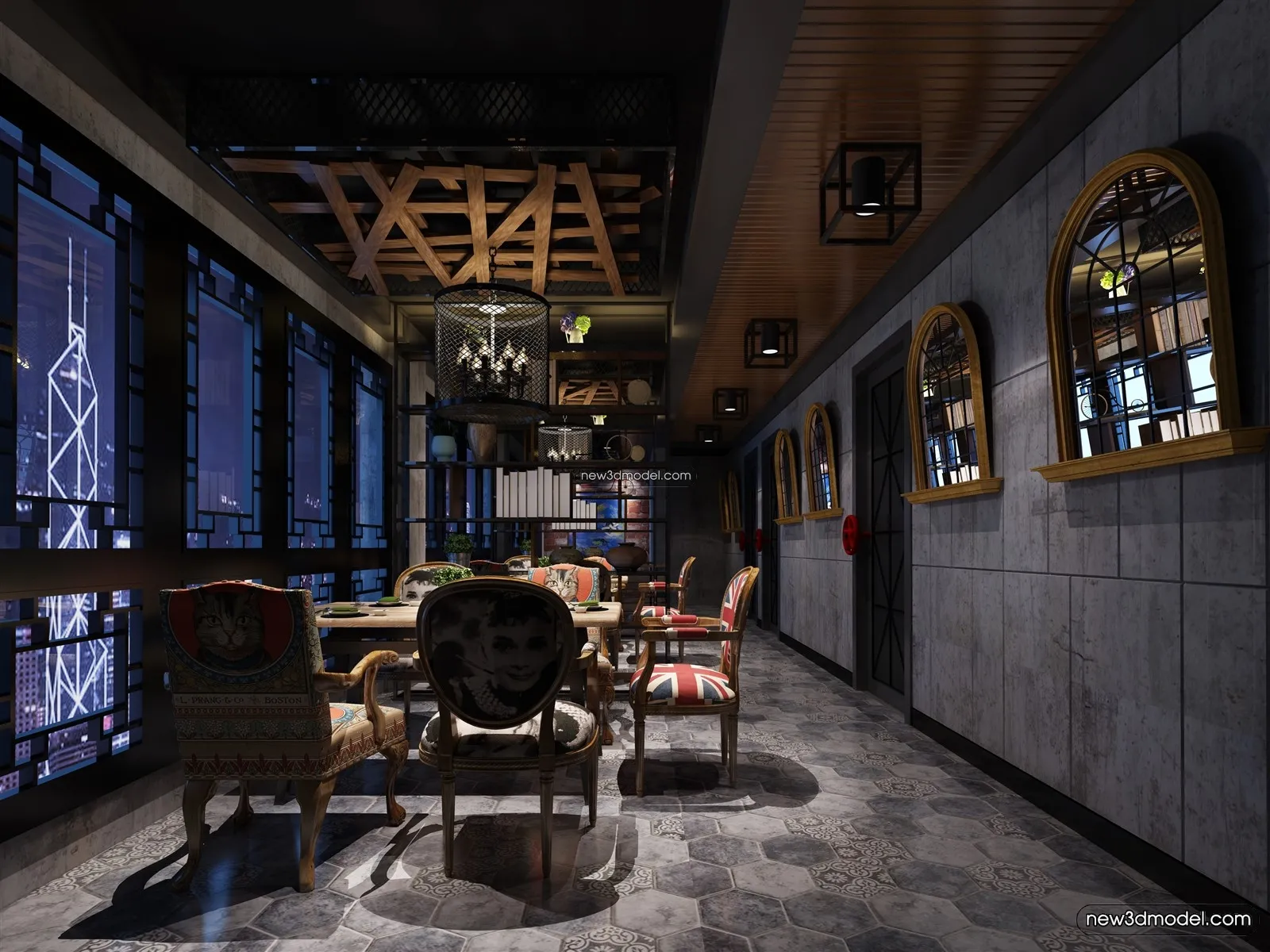 Buffet Restaurant of Hotels 3D Scenes - 3D Blocks - 012