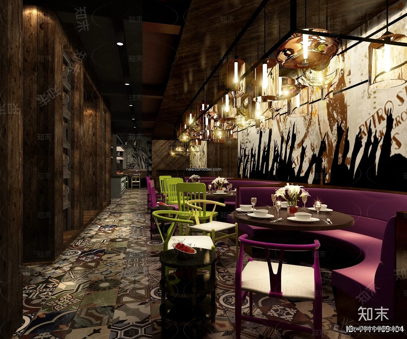 Buffet Restaurant of Hotels 3D Scenes - 3D Blocks - 013