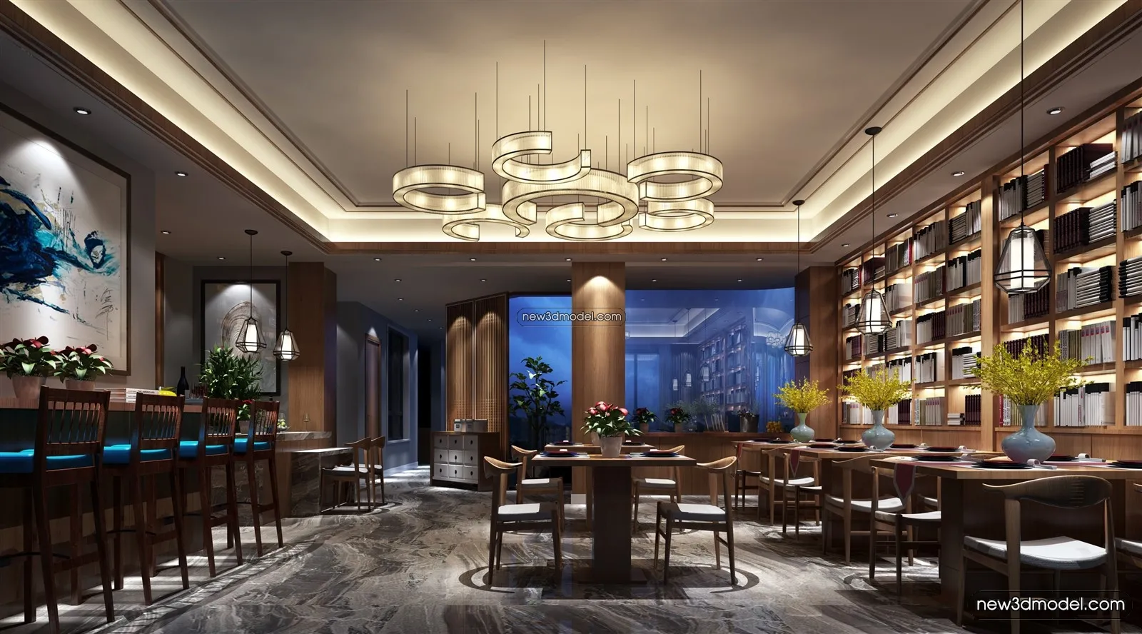 Buffet Restaurant of Hotels 3D Scenes - 3D Blocks - 015