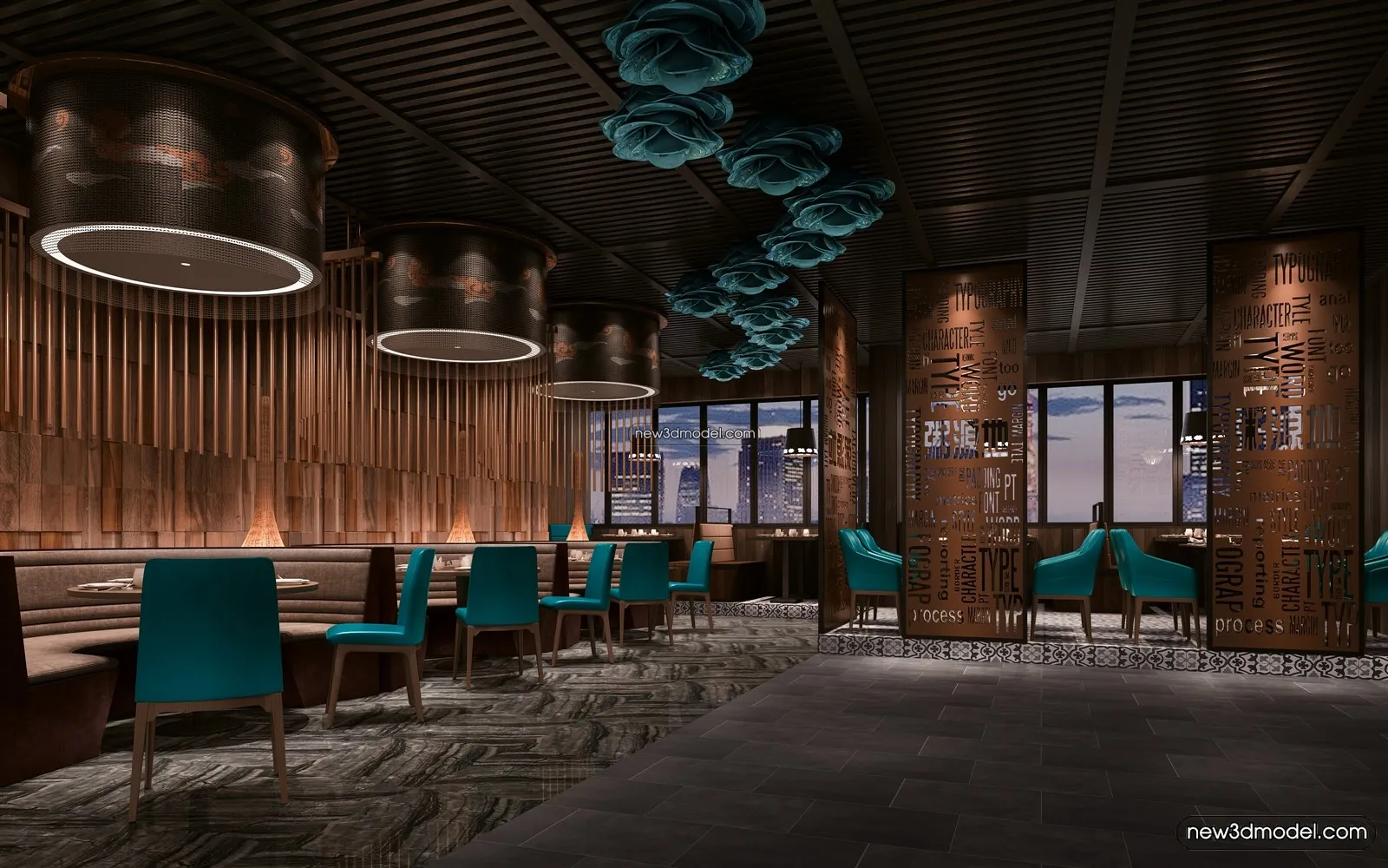 Buffet Restaurant of Hotels 3D Scenes - 3D Blocks - 016