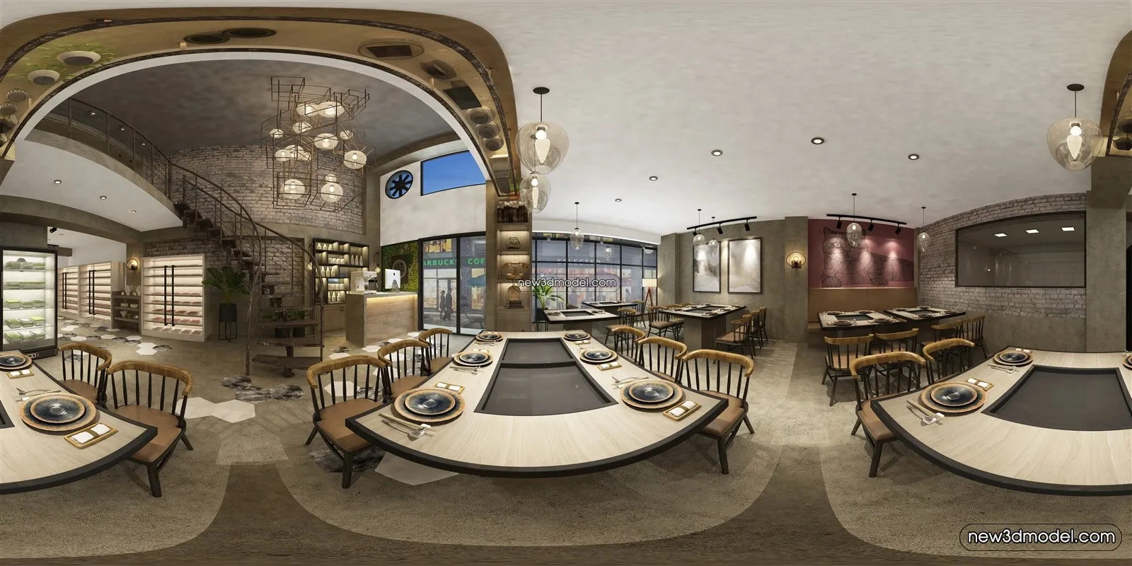 Buffet Restaurant of Hotels 3D Scenes - 3D Blocks - 020