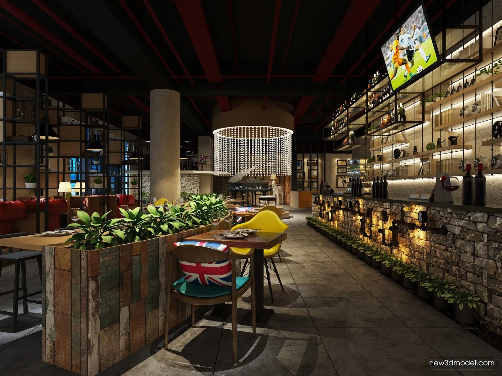 Buffet Restaurant of Hotels 3D Scenes - 3D Blocks - 021