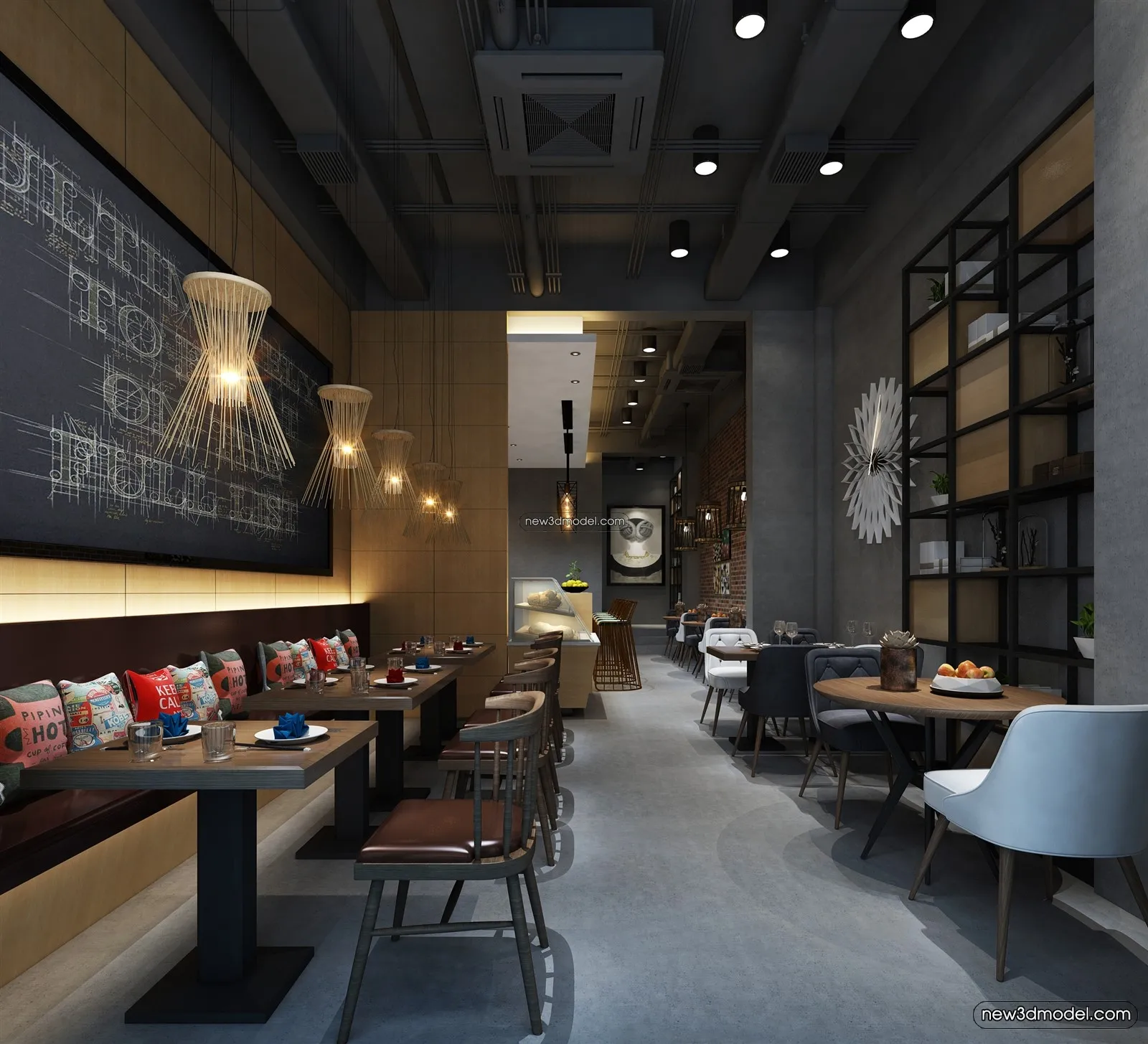 Buffet Restaurant of Hotels 3D Scenes - 3D Blocks - 023