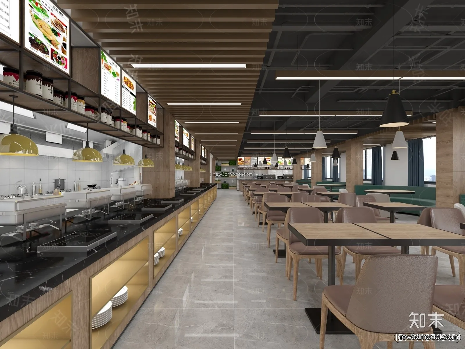 Buffet Restaurant of Hotels 3D Scenes - 3D Blocks - 024