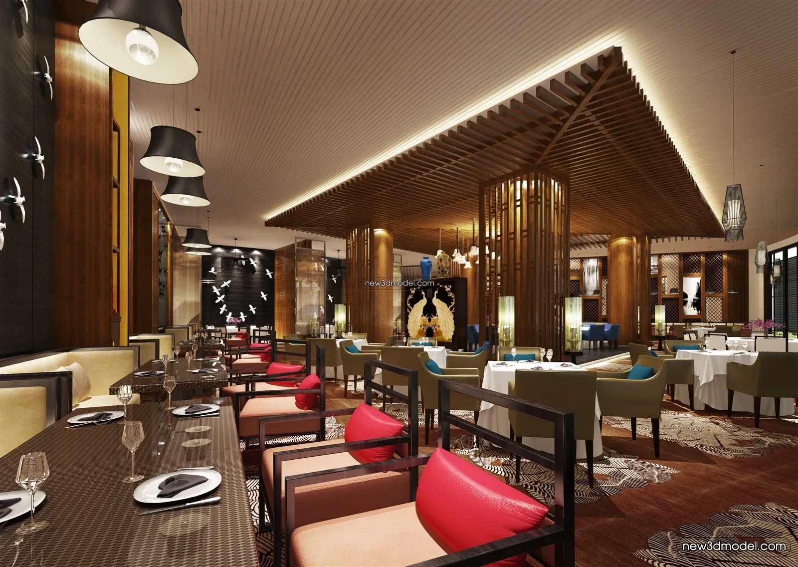 Buffet Restaurant of Hotels 3D Scenes - 3D Blocks - 026