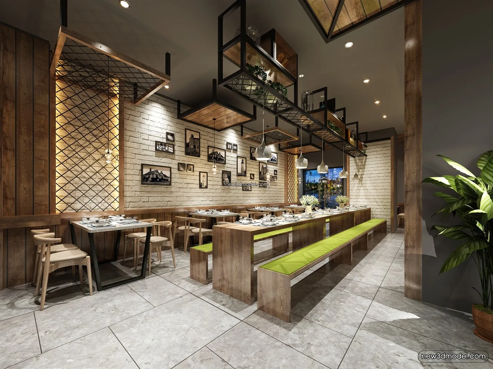 Buffet Restaurant of Hotels 3D Scenes - 3D Blocks - 027