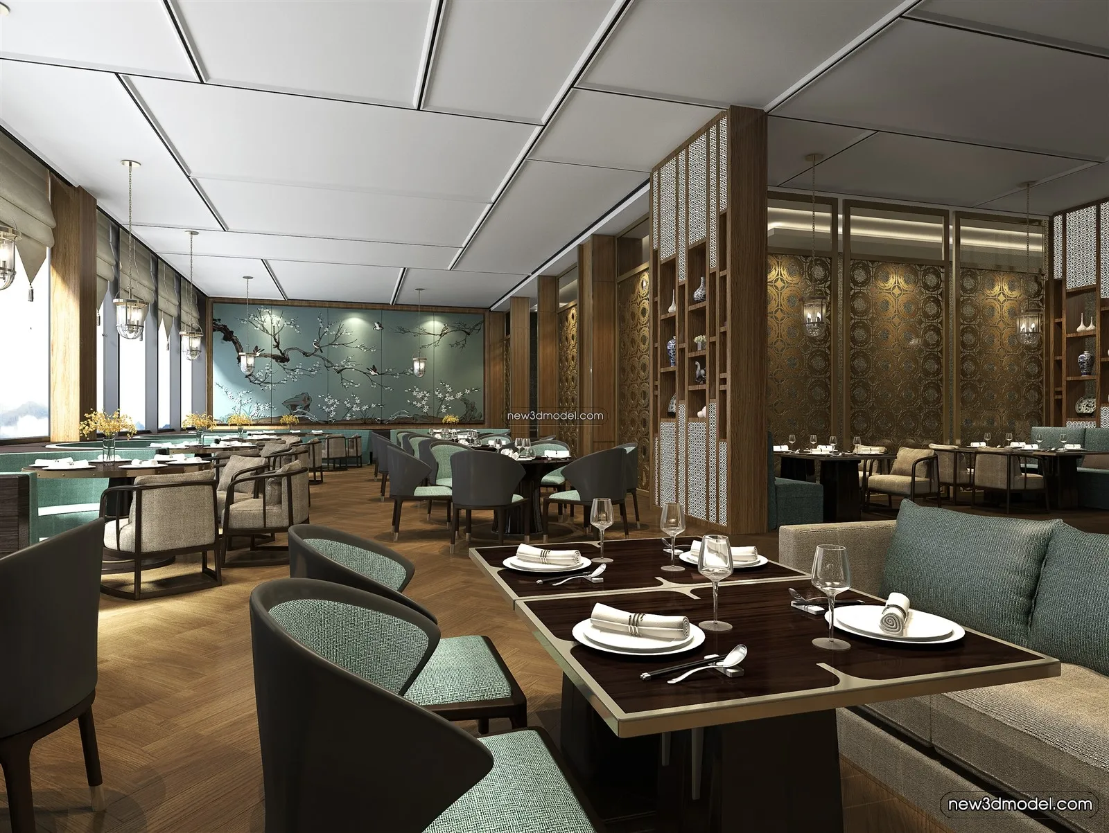 Buffet Restaurant of Hotels 3D Scenes - 3D Blocks - 031