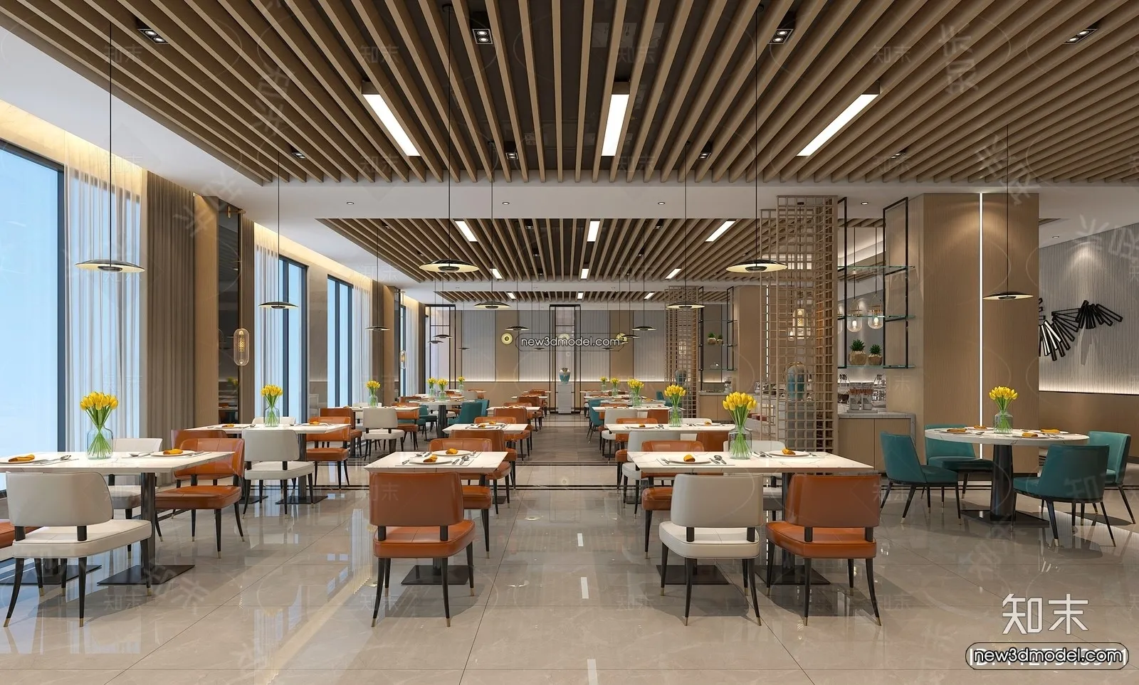 Buffet Restaurant of Hotels 3D Scenes - 3D Blocks - 041