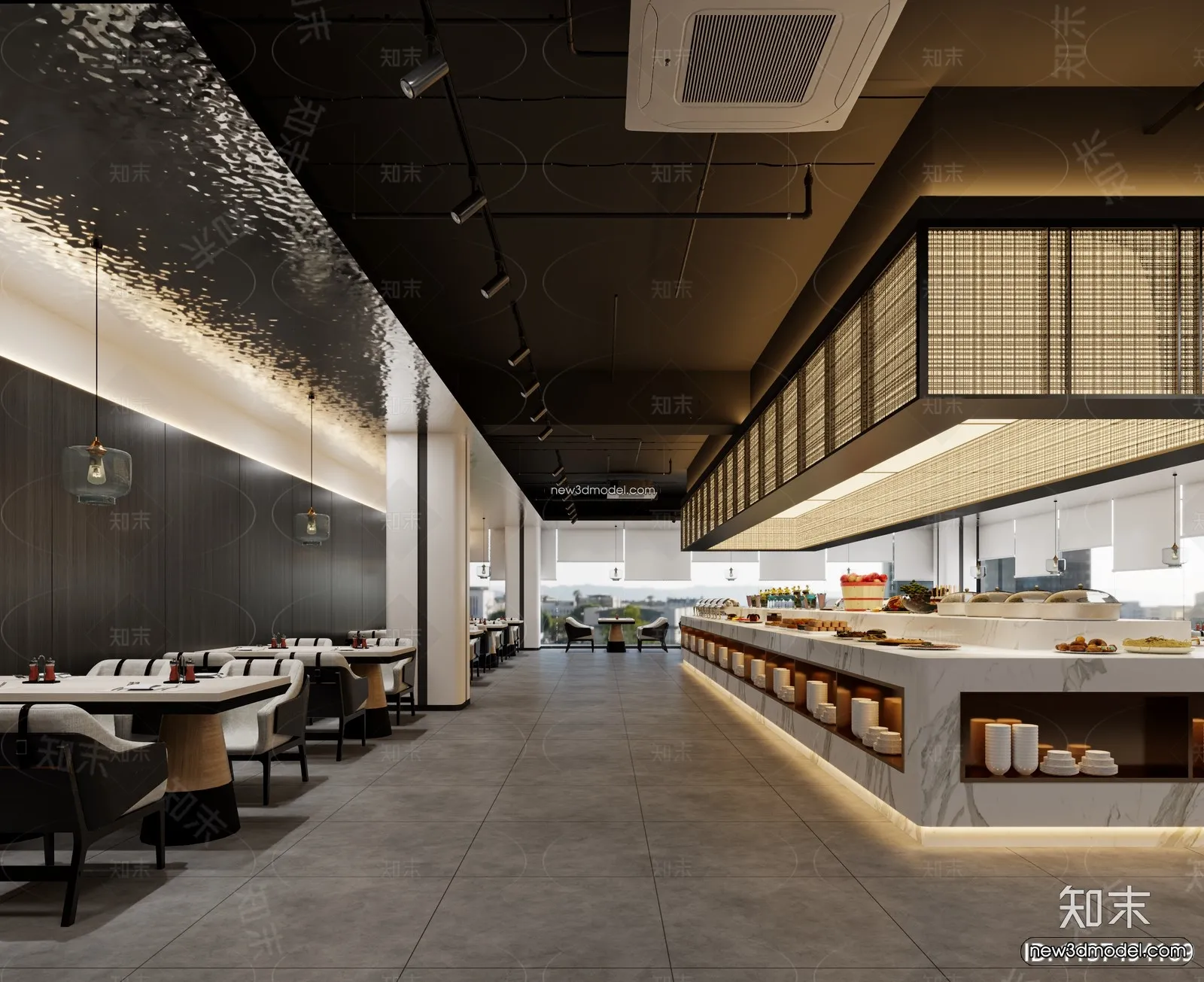 Buffet Restaurant of Hotels 3D Scenes - 3D Blocks - 043