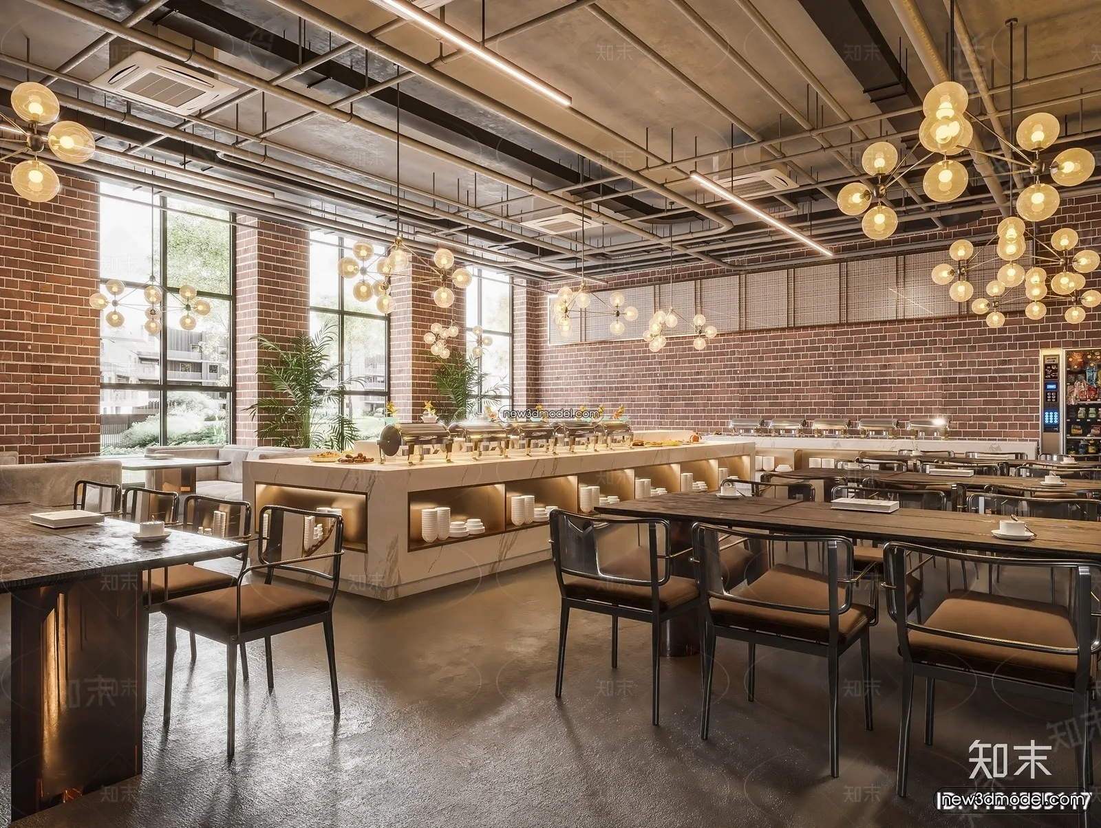 Buffet Restaurant of Hotels 3D Scenes - 3D Blocks - 045