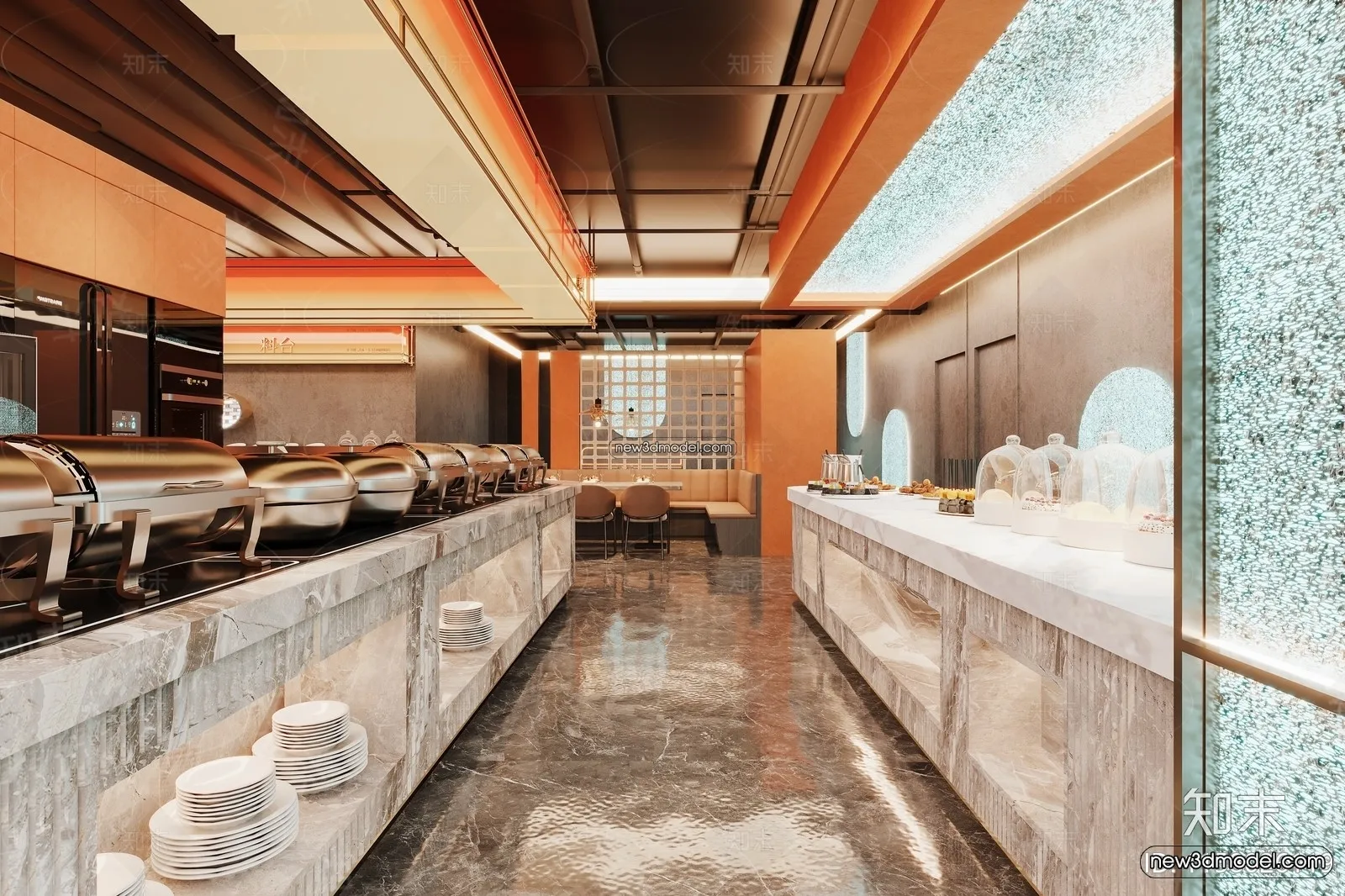 Buffet Restaurant of Hotels 3D Scenes - 3D Blocks - 050