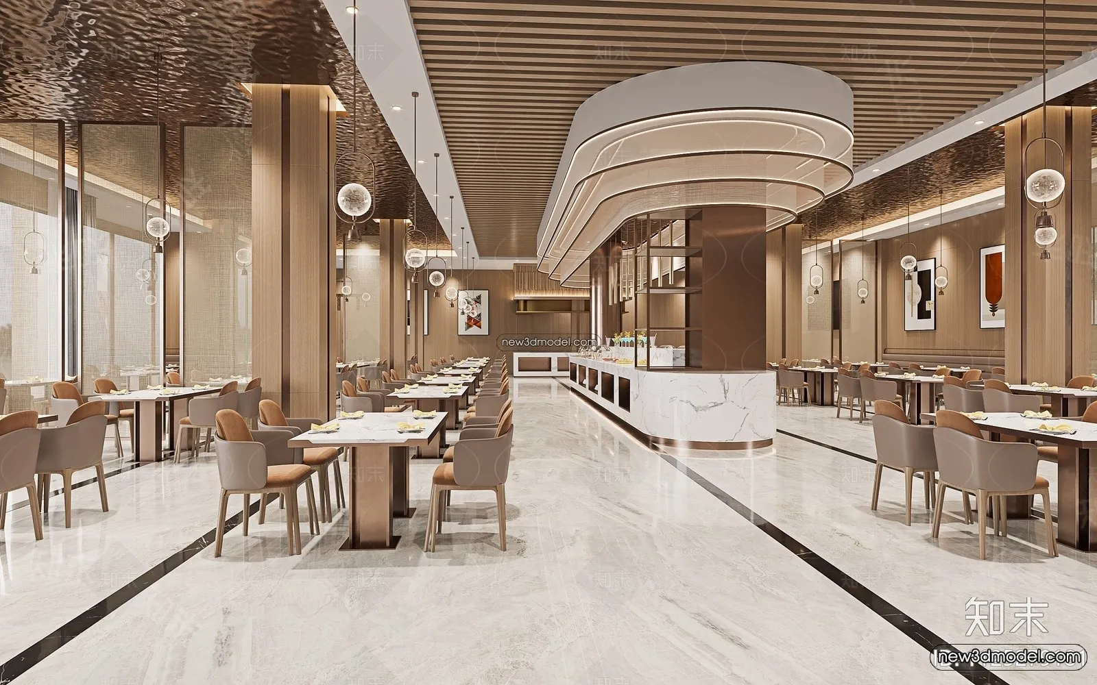 Buffet Restaurant of Hotels 3D Scenes - 3D Blocks - 056