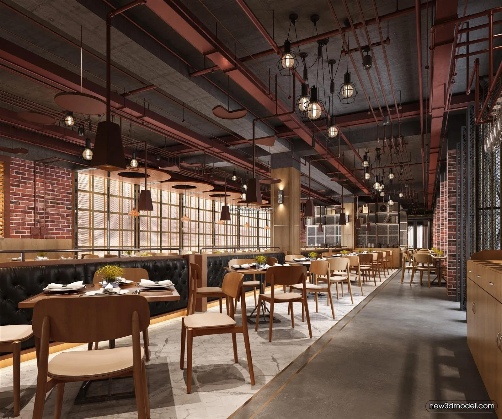 Buffet Restaurant of Hotels 3D Scenes - 3D Blocks - 057