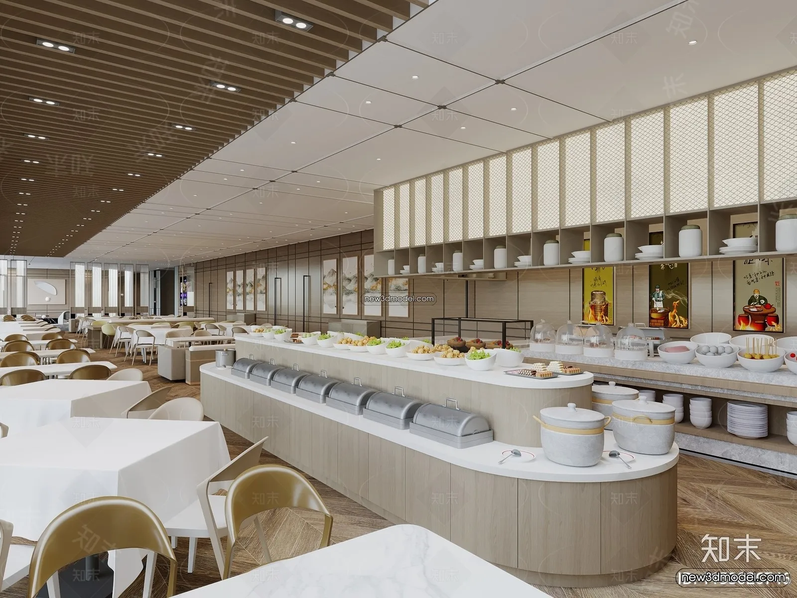 Buffet Restaurant of Hotels 3D Scenes - 3D Blocks - 062