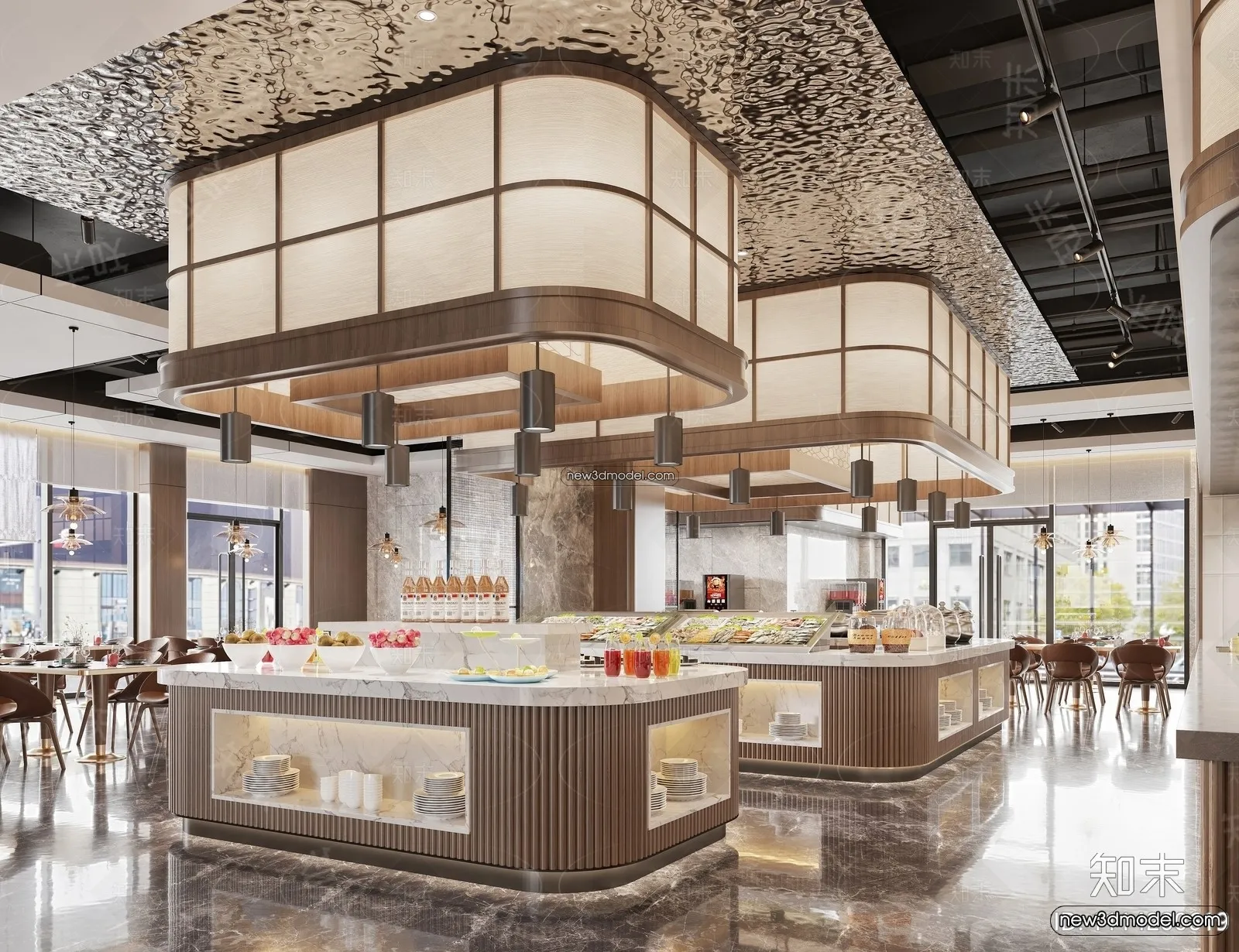 Buffet Restaurant of Hotels 3D Scenes - 3D Blocks - 063