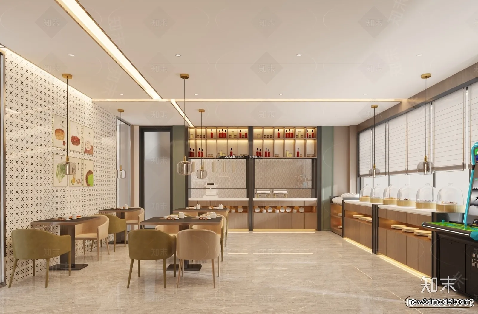 Buffet Restaurant of Hotels 3D Scenes - 3D Blocks - 068