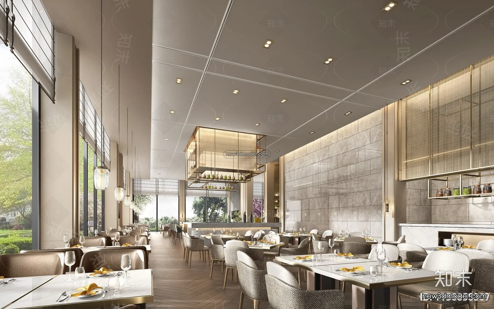 Buffet Restaurant of Hotels 3D Scenes - 3D Blocks - 072