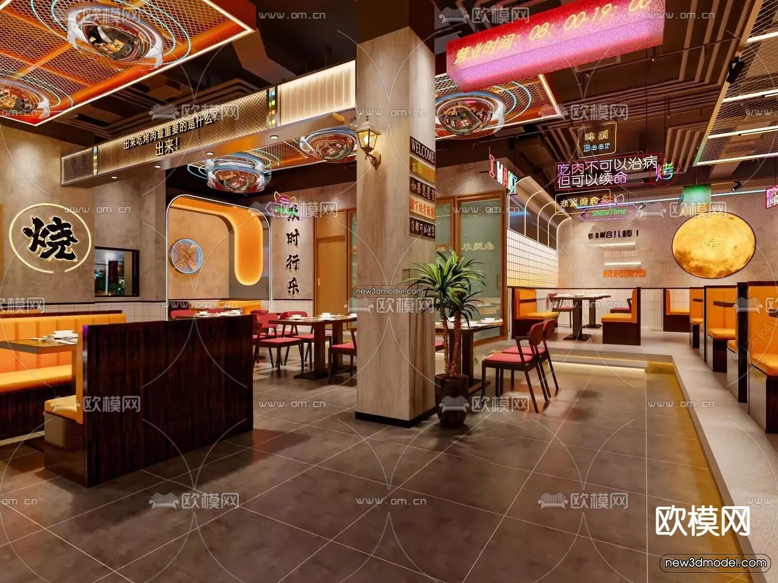 Buffet Restaurant of Hotels 3D Scenes - 3D Blocks - 073