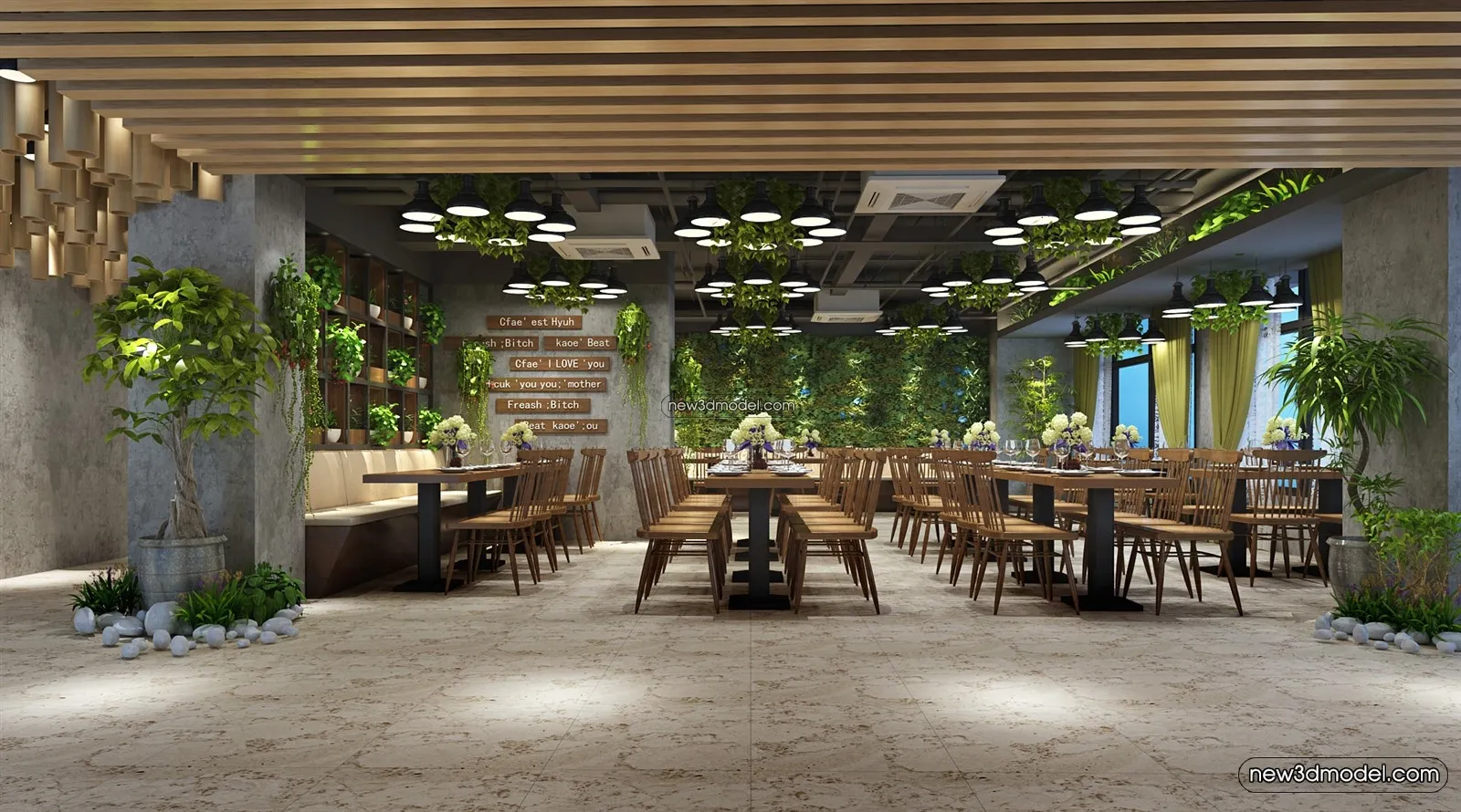 Buffet Restaurant of Hotels 3D Scenes - 3D Blocks - 075