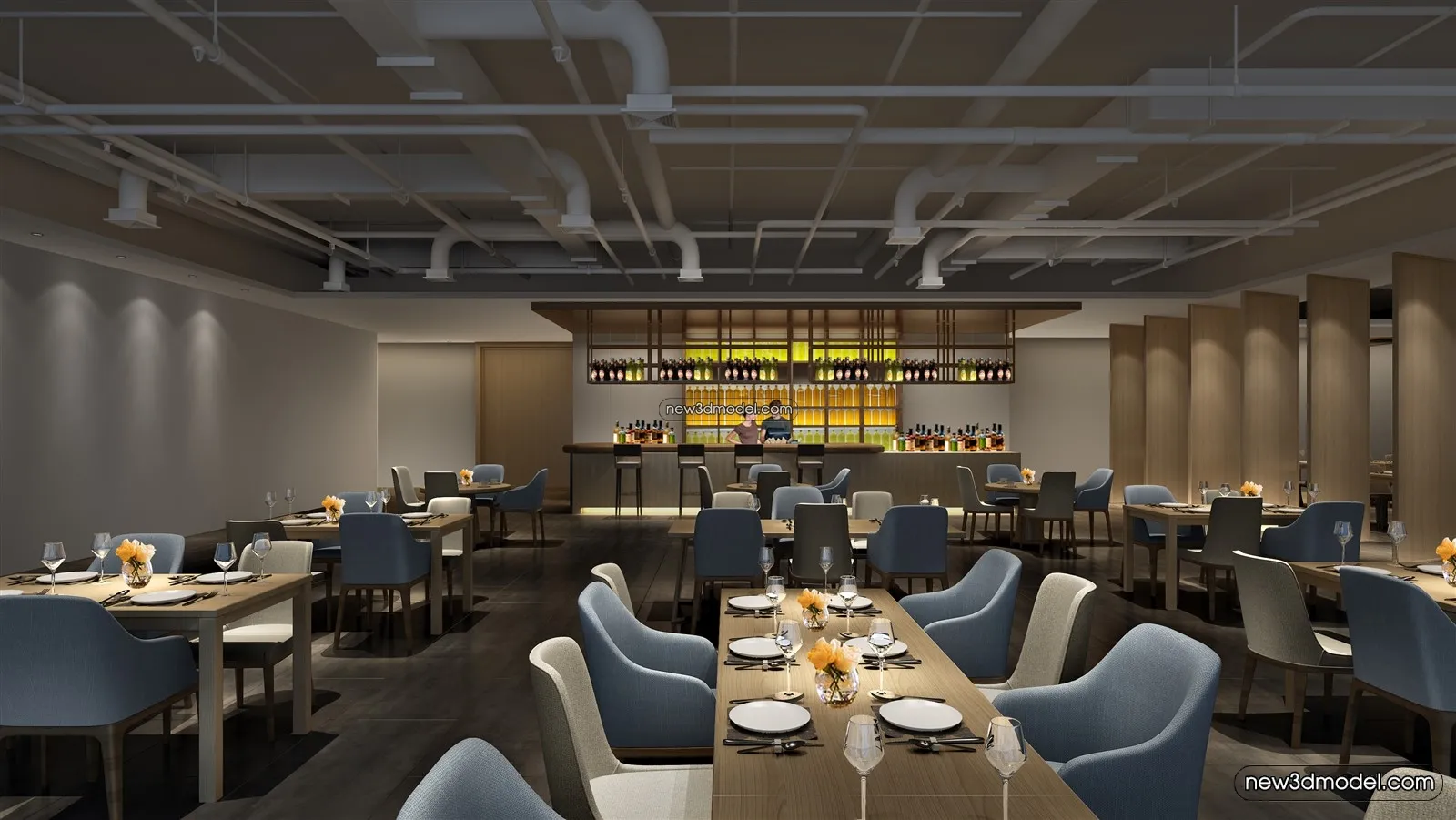 Buffet Restaurant of Hotels 3D Scenes - 3D Blocks - 076