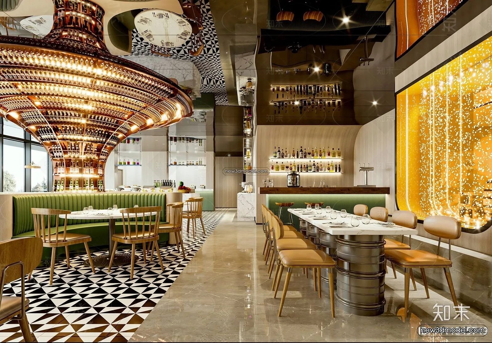 Buffet Restaurant of Hotels 3D Scenes - 3D Blocks - 078