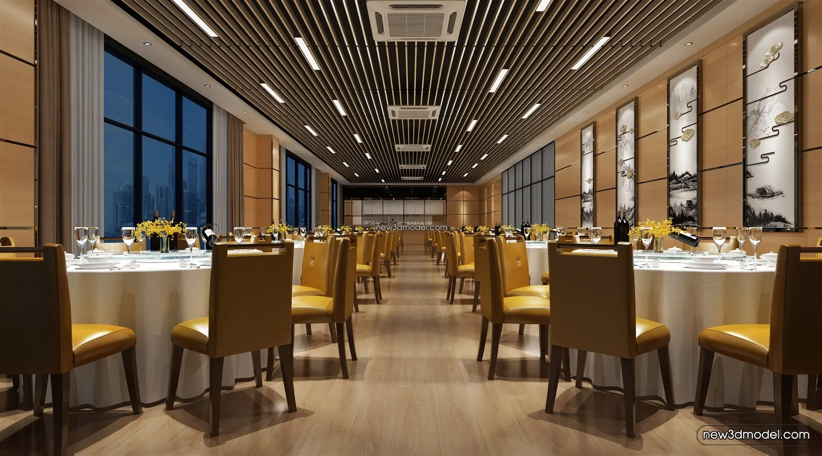 Buffet Restaurant of Hotels 3D Scenes - 3D Blocks - 079