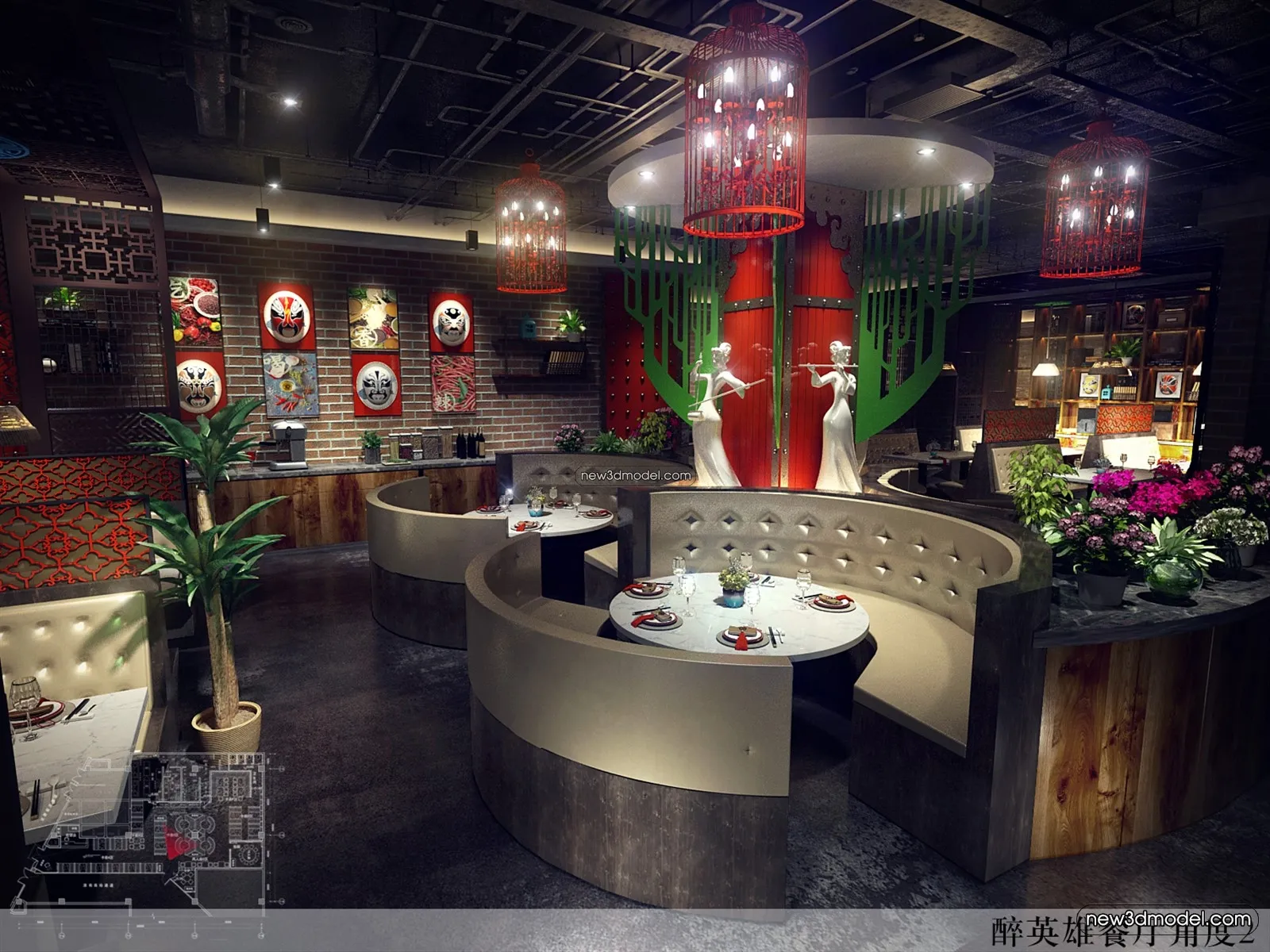 Buffet Restaurant of Hotels 3D Scenes - 3D Blocks - 080