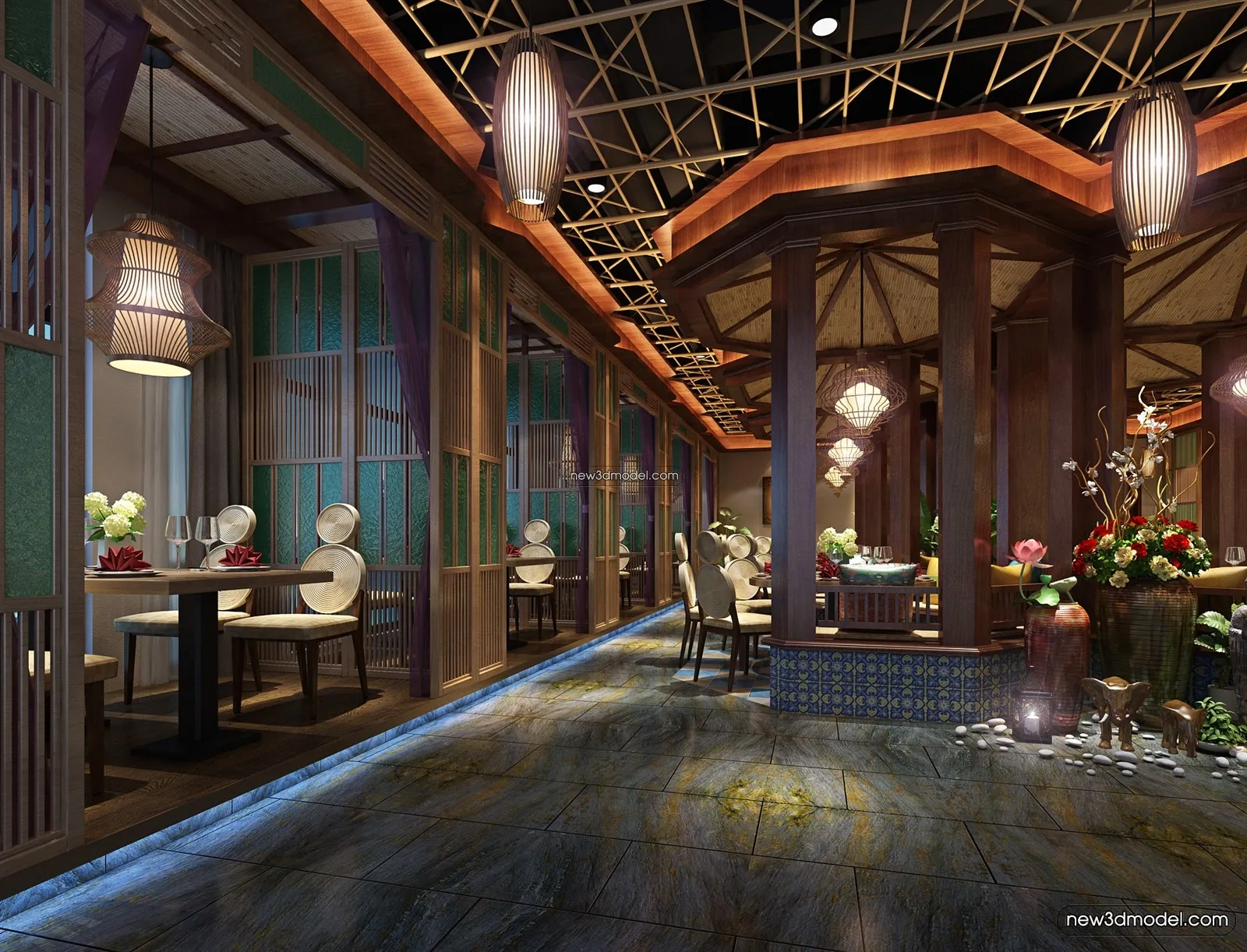 Buffet Restaurant of Hotels 3D Scenes - 3D Blocks - 082