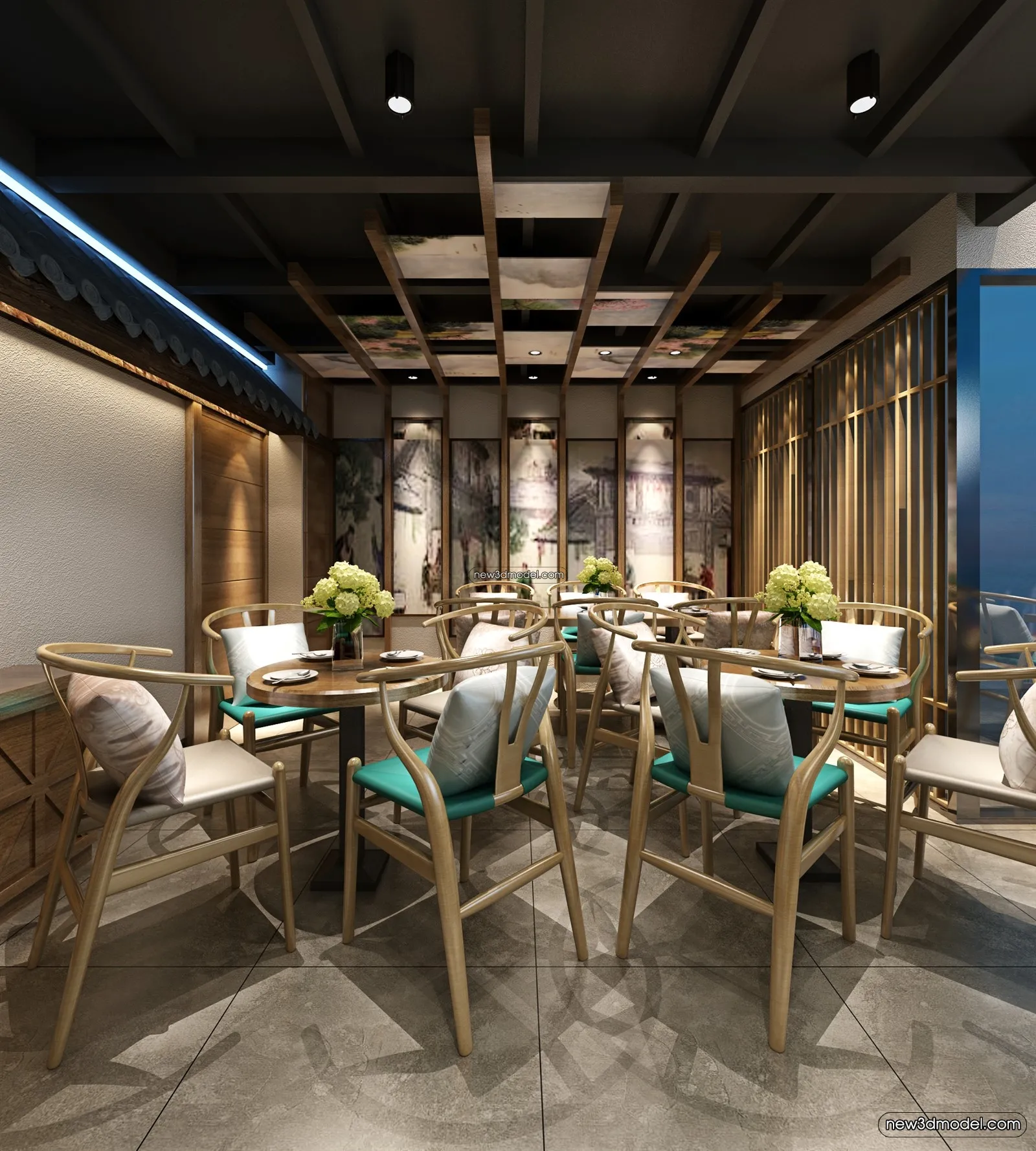 Buffet Restaurant of Hotels 3D Scenes - 3D Blocks - 083