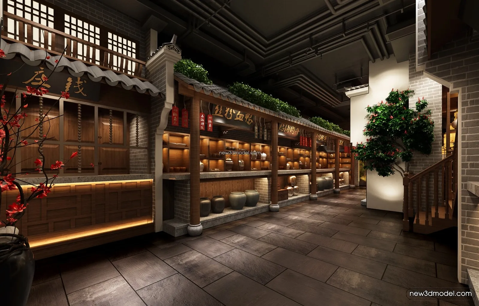 Buffet Restaurant of Hotels 3D Scenes - 3D Blocks - 085