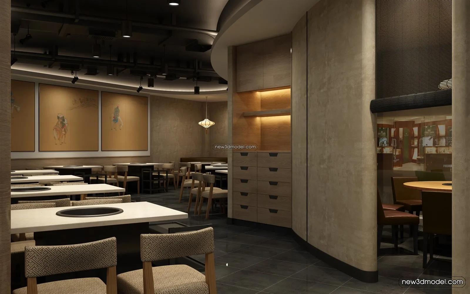 Buffet Restaurant of Hotels 3D Scenes - 3D Blocks - 086