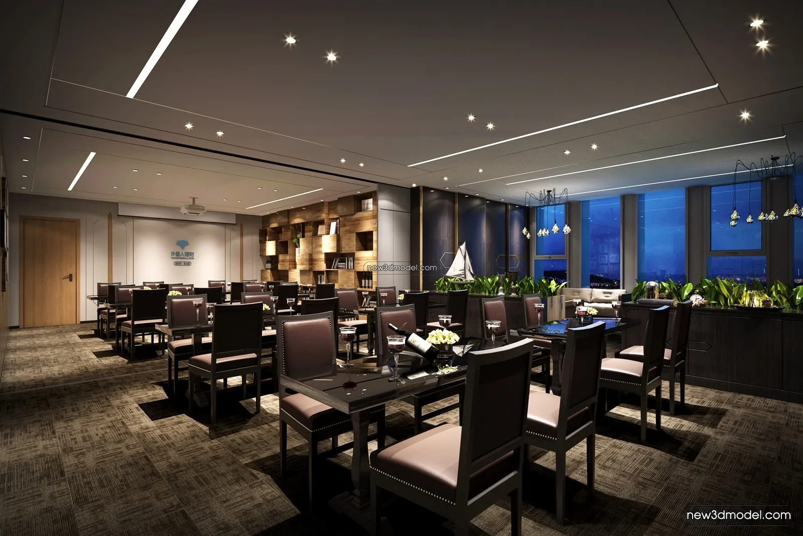 Buffet Restaurant of Hotels 3D Scenes - 3D Blocks - 087