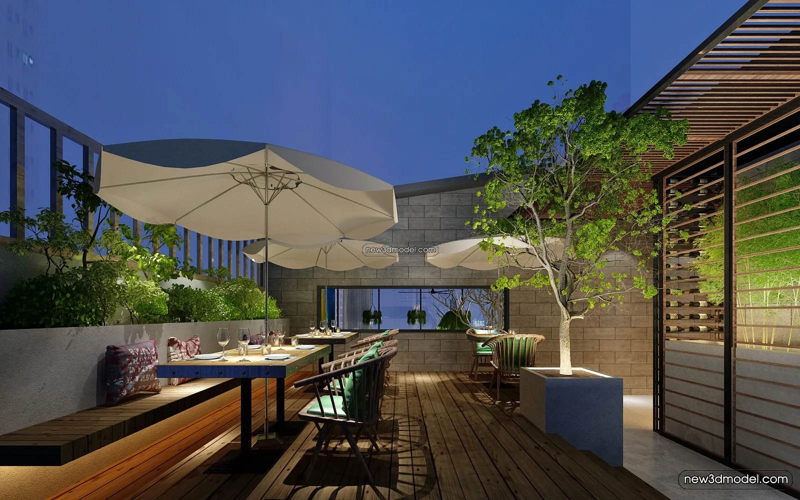 Buffet Restaurant of Hotels 3D Scenes - 3D Blocks - 091