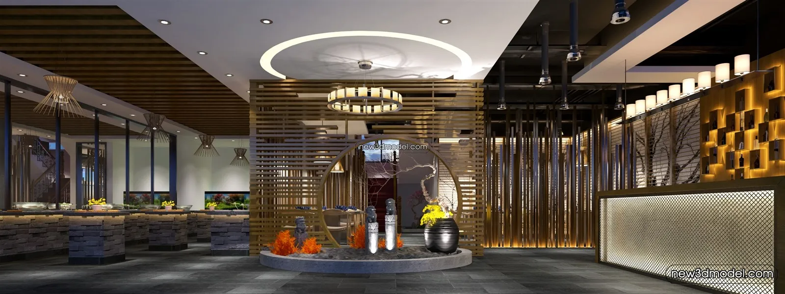 Buffet Restaurant of Hotels 3D Scenes - 3D Blocks - 092