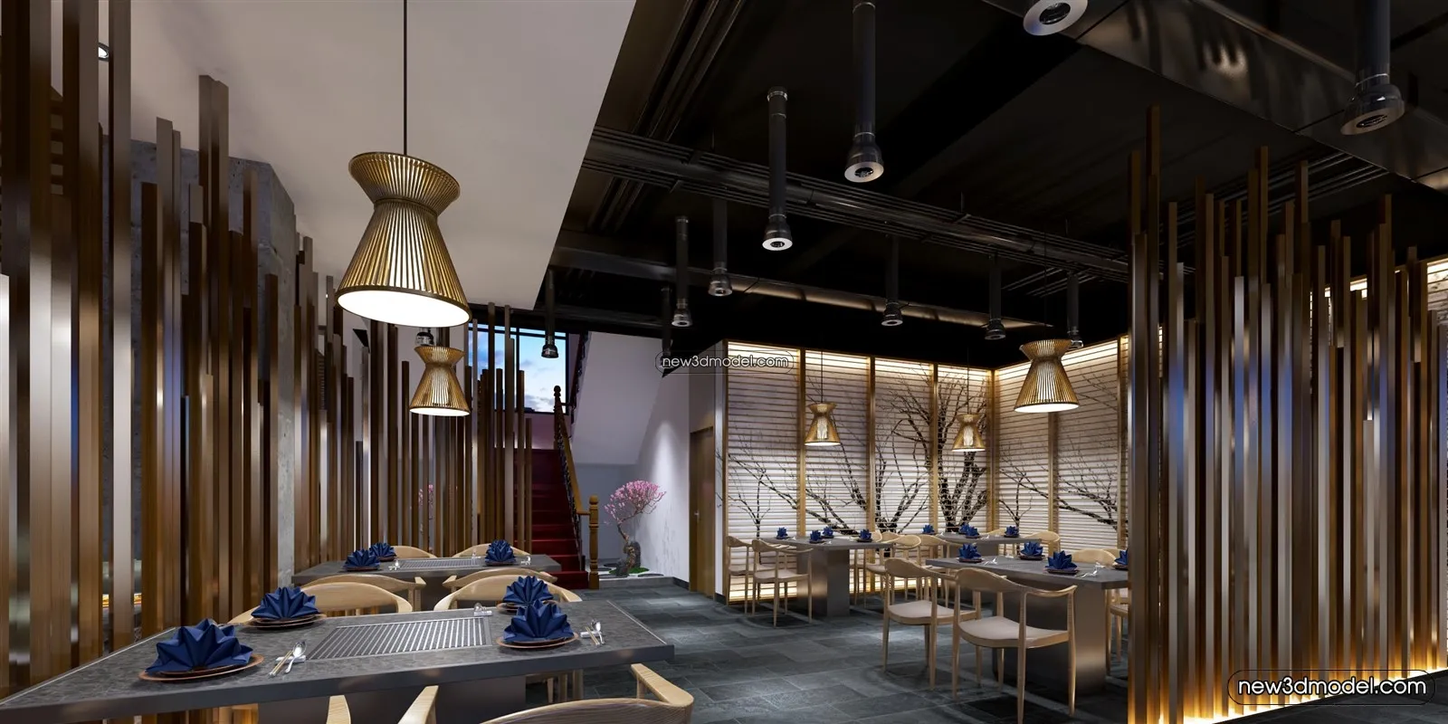 Buffet Restaurant of Hotels 3D Scenes - 3D Blocks - 093