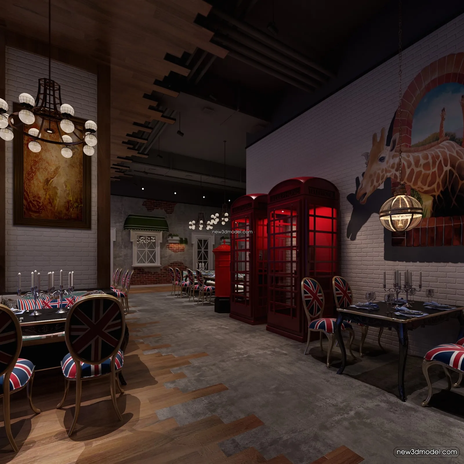 Buffet Restaurant of Hotels 3D Scenes - 3D Blocks - 099