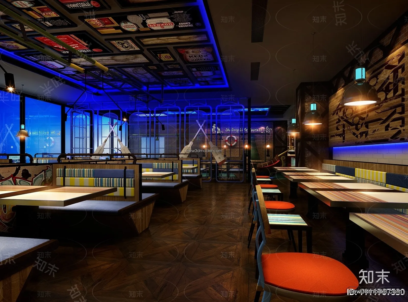 Buffet Restaurant of Hotels 3D Scenes - 3D Blocks - 100