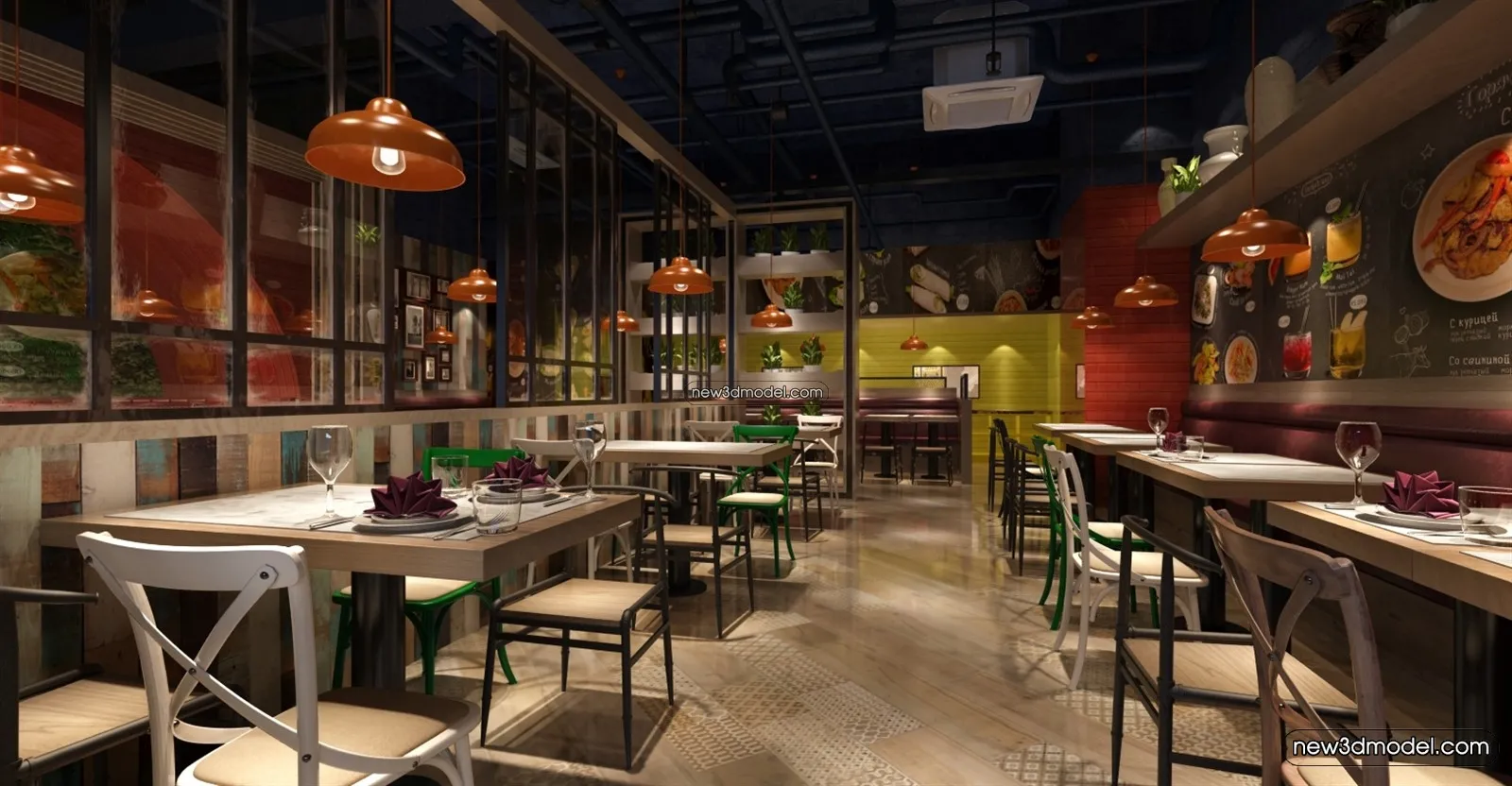 Buffet Restaurant of Hotels 3D Scenes - 3D Blocks - 103