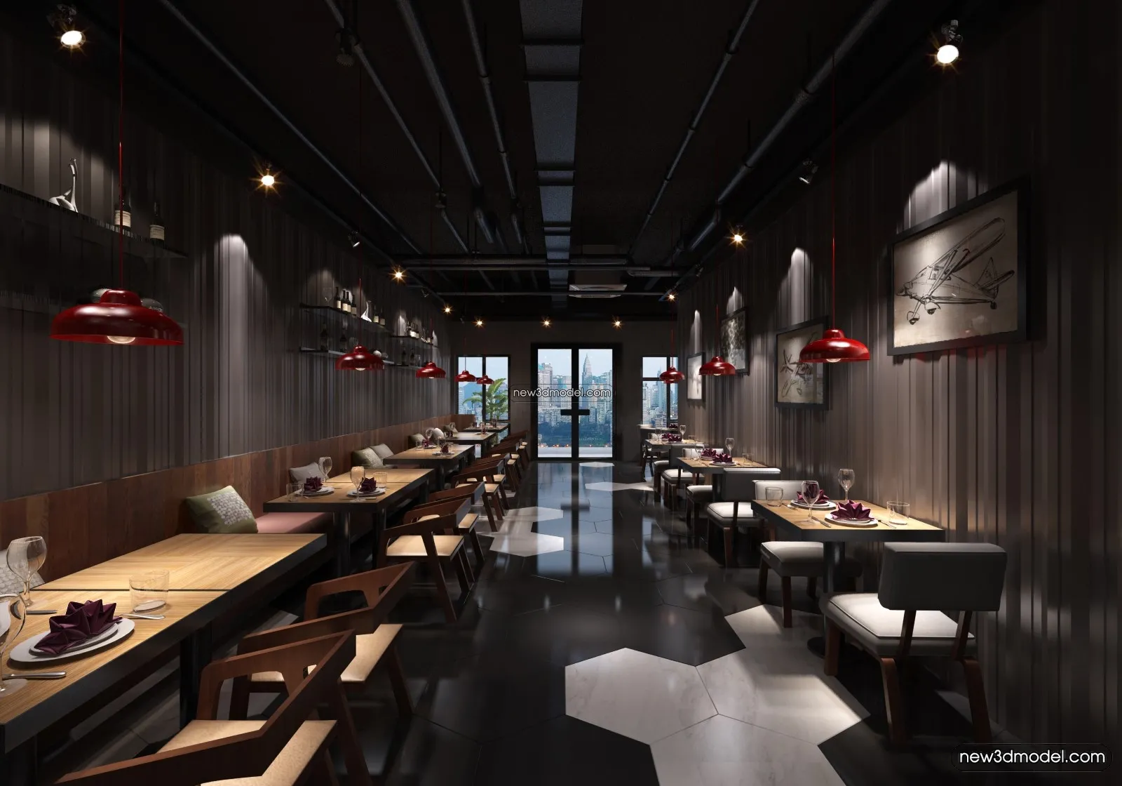 Buffet Restaurant of Hotels 3D Scenes - 3D Blocks - 104