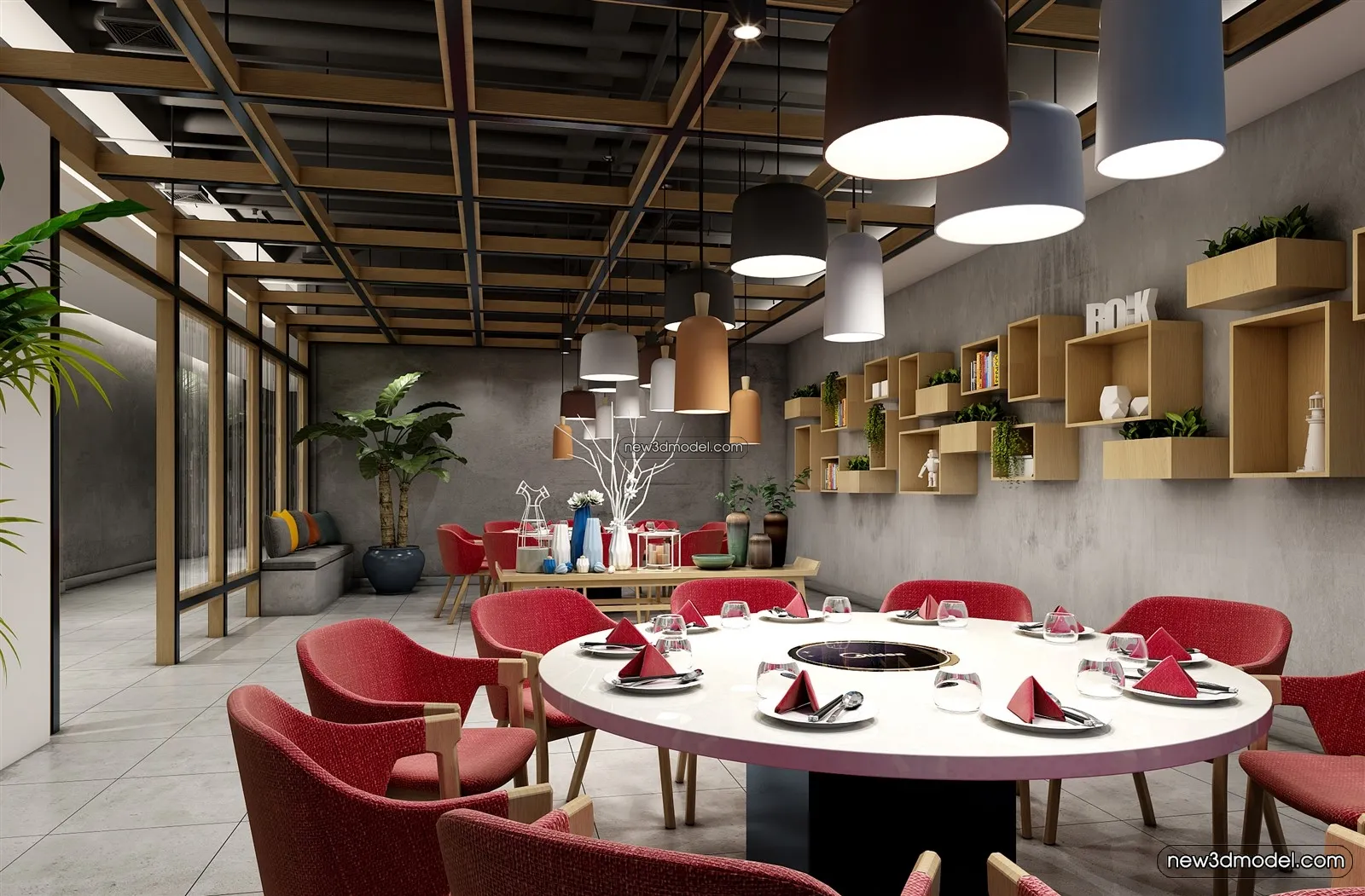 Buffet Restaurant of Hotels 3D Scenes - 3D Blocks - 112