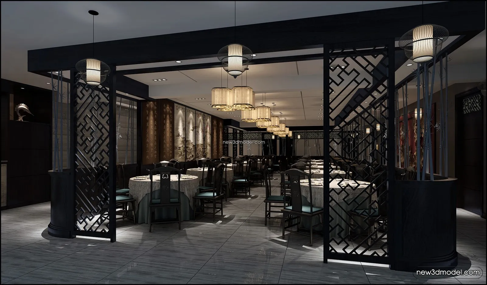 Buffet Restaurant of Hotels 3D Scenes - 3D Blocks - 113