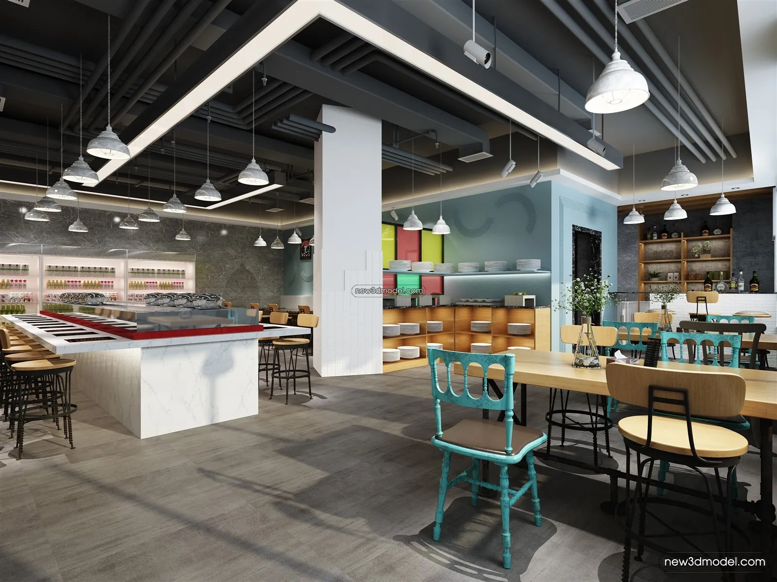 Buffet Restaurant of Hotels 3D Scenes - 3D Blocks - 121