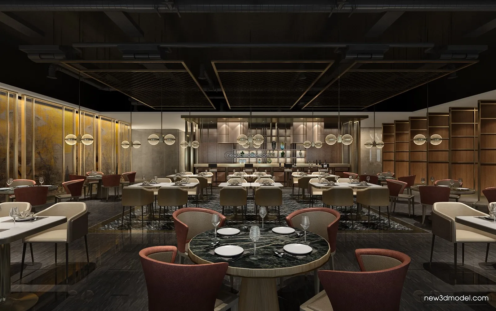 Buffet Restaurant of Hotels 3D Scenes - 3D Blocks - 125