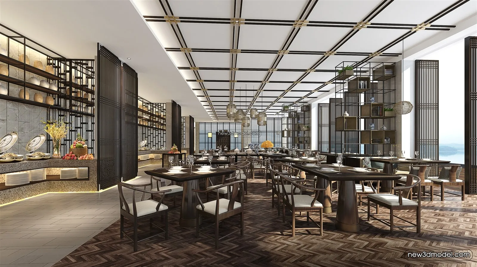 Buffet Restaurant of Hotels 3D Scenes - 3D Blocks - 129