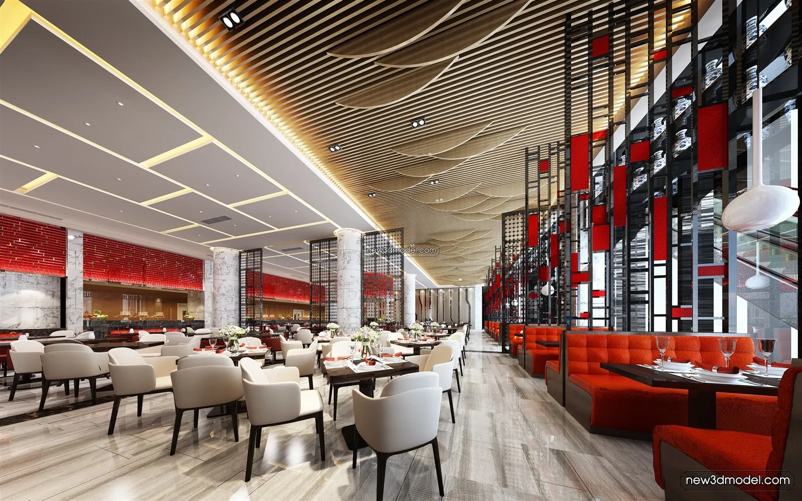 Buffet Restaurant of Hotels 3D Scenes - 3D Blocks - 131