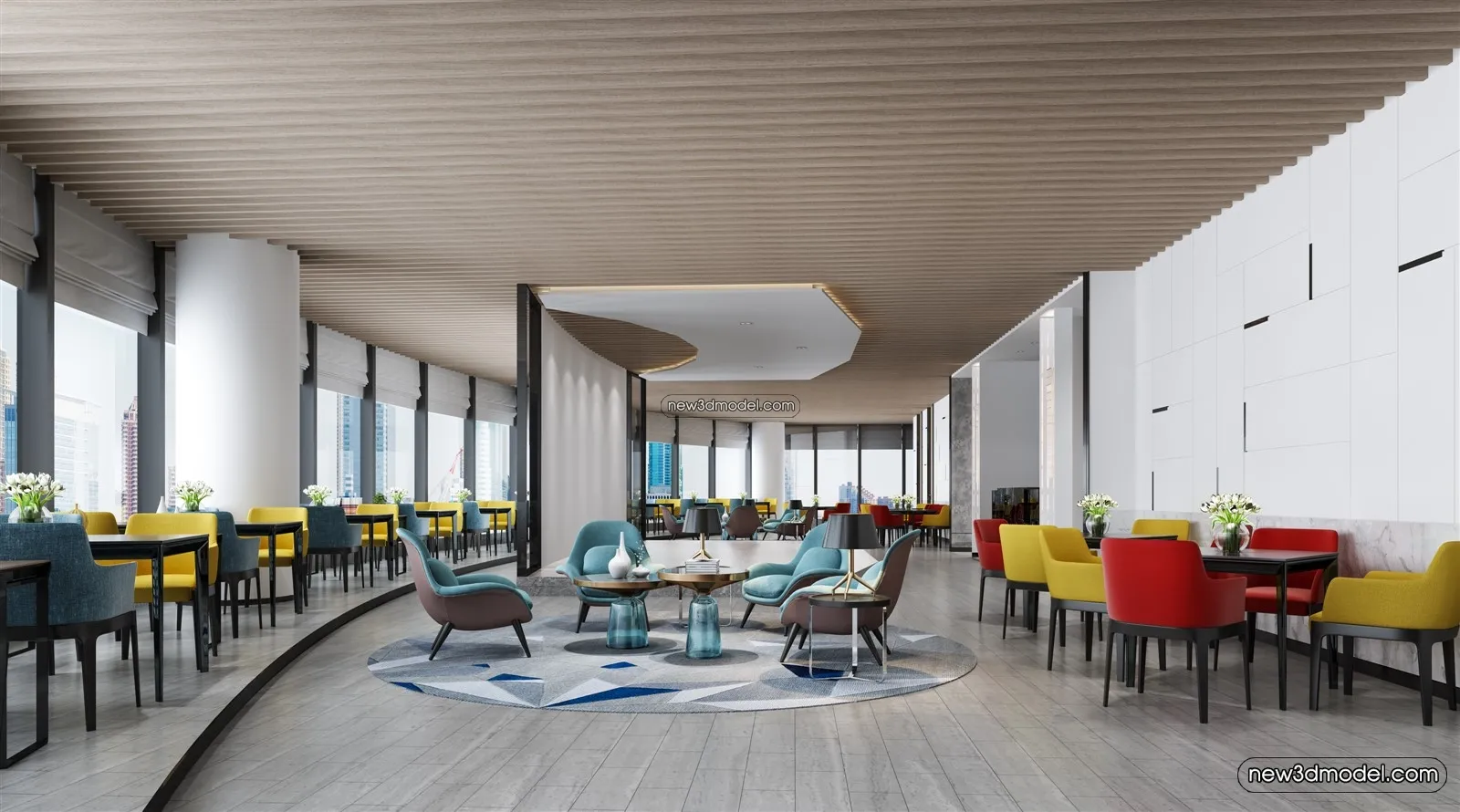 Buffet Restaurant of Hotels 3D Scenes - 3D Blocks - 132