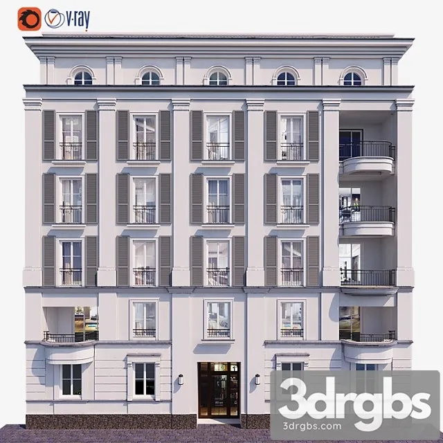 Building Facade For Background 11 3D Model Download