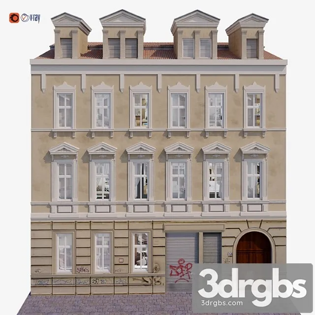 Building Facade For Background 12 3D Model Download