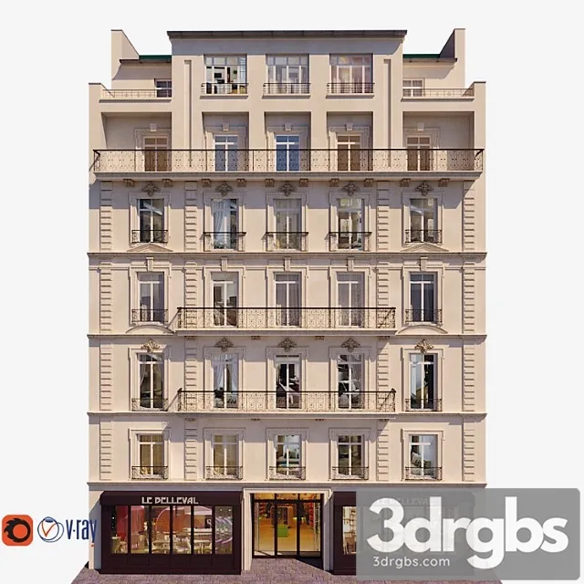 Building Facade For Background 7 3D Model Download