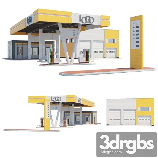 Building Gas Station With Srt 3D Model Download
